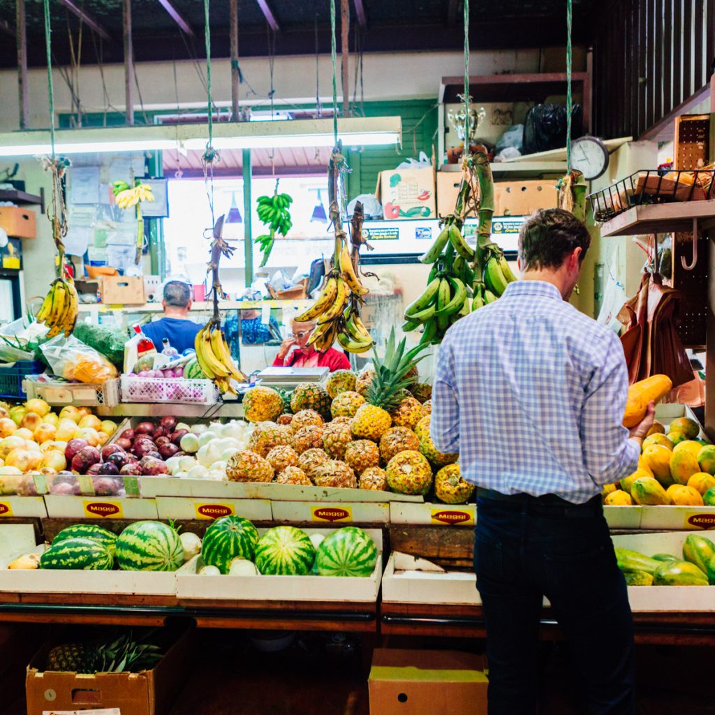 Buying fruits at the market